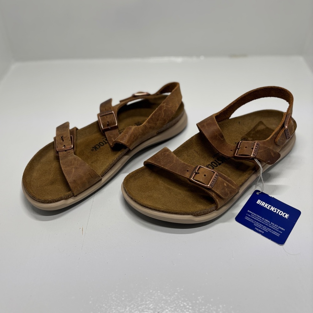 Birkenstock Milano Oiled Leather Sandals Brown EU 39 US Women’s 8–8.5 Backstrap - Picture 2 of 12